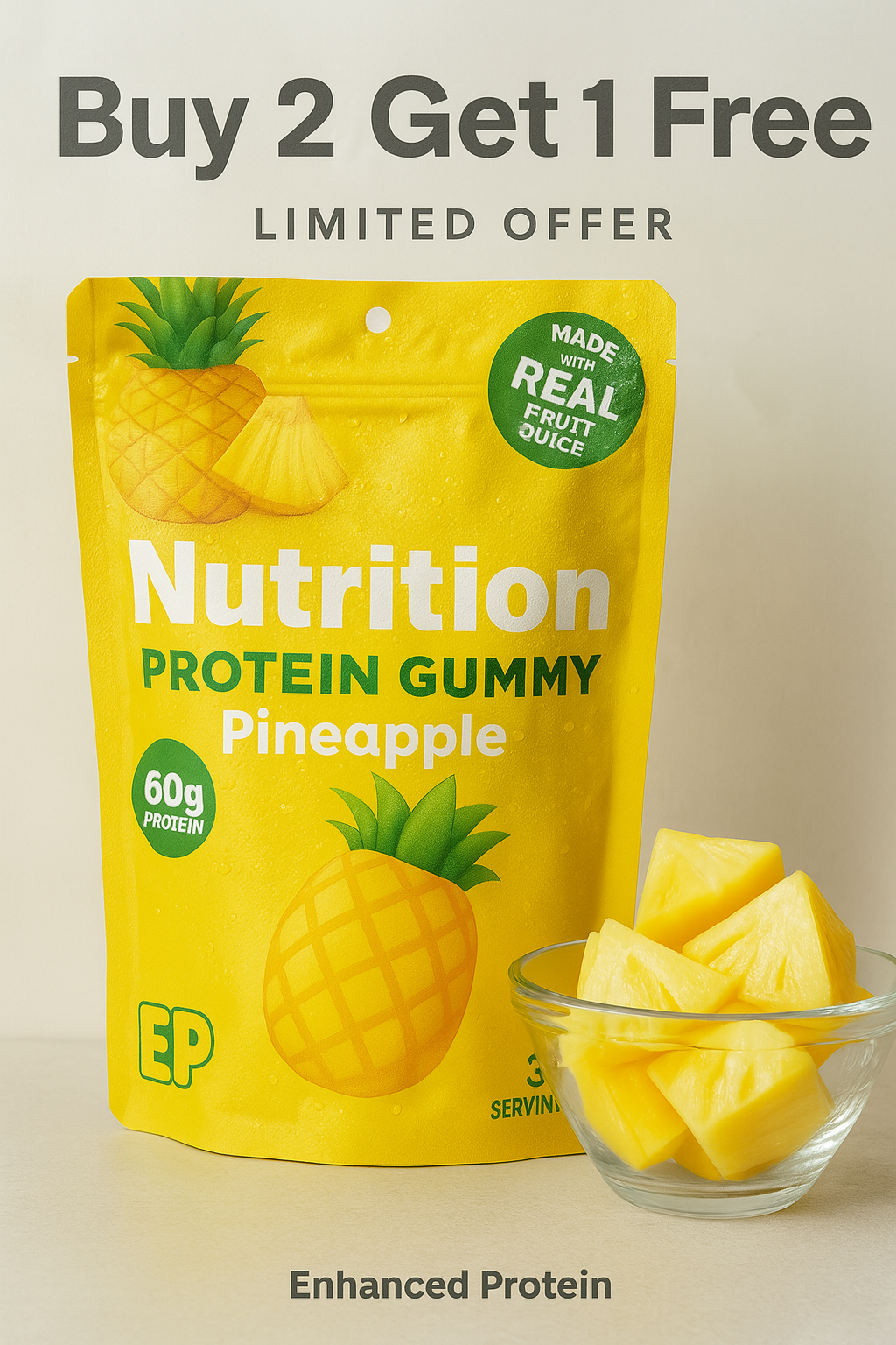 EP PINEAPPLE PROTEIN GUMMIES 60G